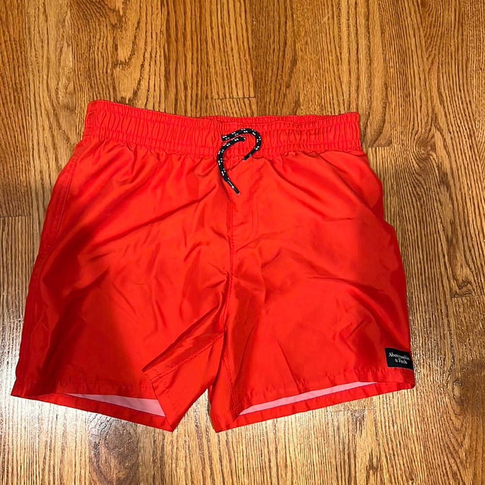 Red Abercrombie kids, swim trunks, size 15/16